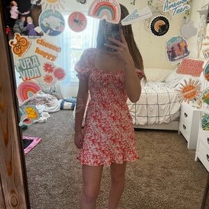 Floral Red Kids Dress